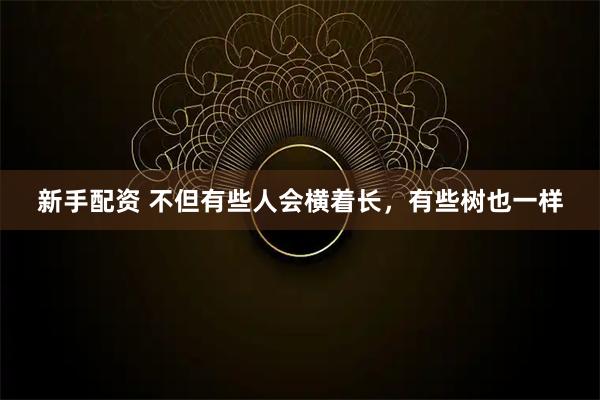 新手配资 不但有些人会横着长，有些树也一样
